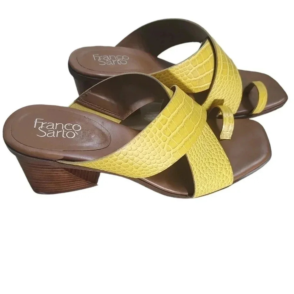 FRANCO SARTO ￼Safia Womens Faux Leather Slip On Heels